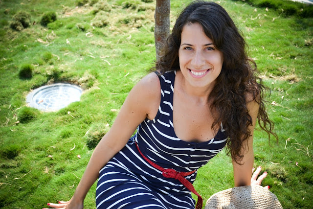 blue red and white dress