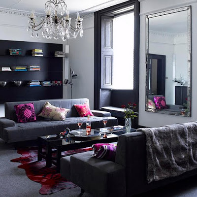 Elegant and Glamorous Pink and Grey Living Room