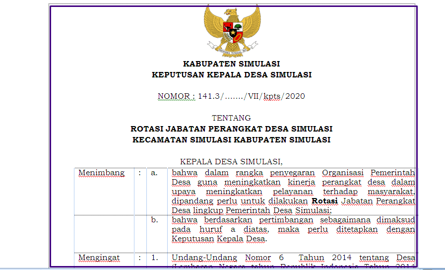 bahwa dalam rangka penyegaran Organisasi Pemerintah Desa guna memajukan kinerja perangk Download SK Rotasi Perangkat Desa Terbaru