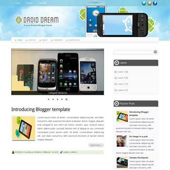 Droid Dream blogger template. blogger template for games blog
