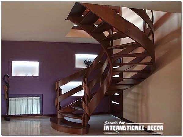 Spiral wooden staircase to the attic