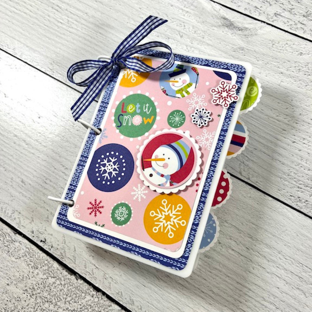 Let it Snow Winter Scrapbook Album with scalloped circle tabs