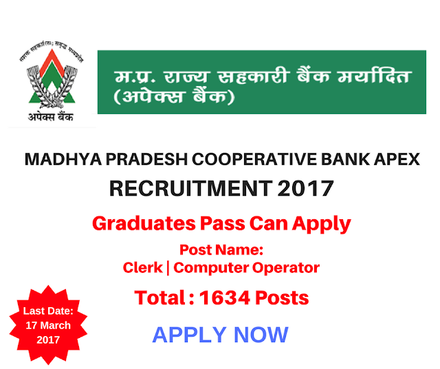 Madhya Pradesh Cooperative Bank Apex Recruitment 2017