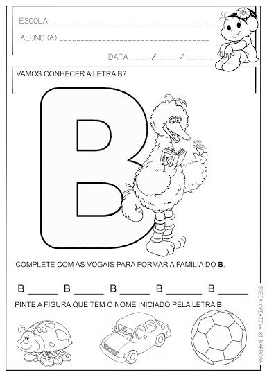 Atividade Educação Infantil Letra B