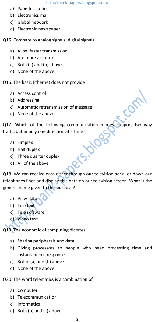 bank it officer sample paper