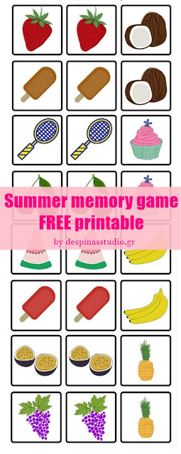 Summer memory game FREE printable