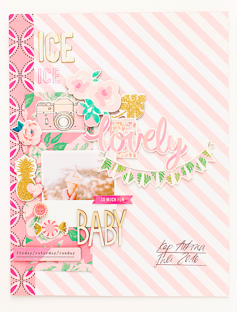 pink scrapbook page @SandraDietrich for @CratePaper