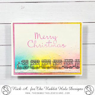 Baby's 1st Christmas Stamp Set, Rabbit Hole Designs, Rick Adkins, Train, Ink blended Card