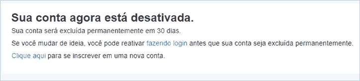 Conta do Twitter desativada