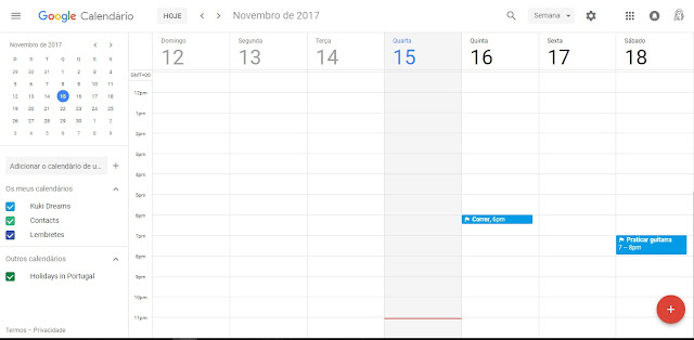 Apresentação do Calendário Google no computador