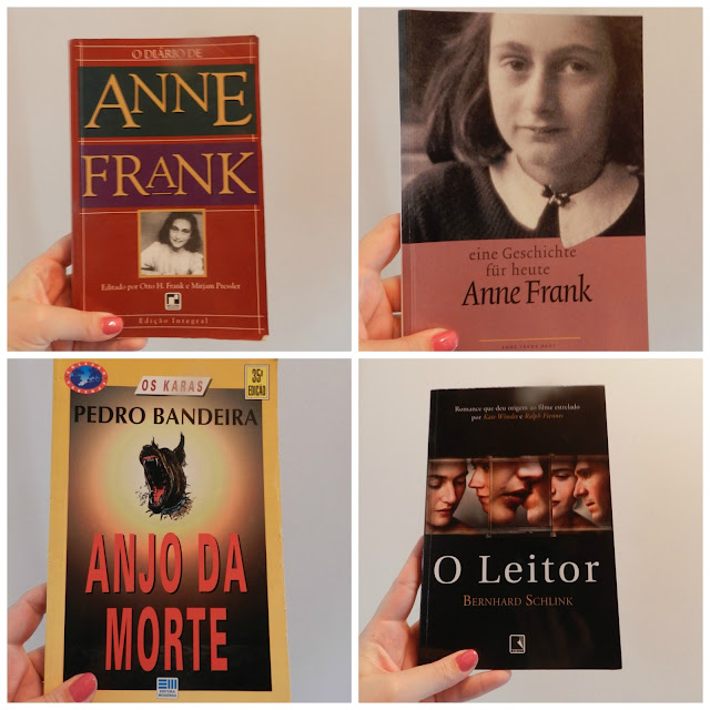 Livros O diário de Anne Frank, Anjo da Morte e O Leitor