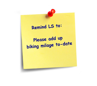 Remind LS to please add up mileage to date