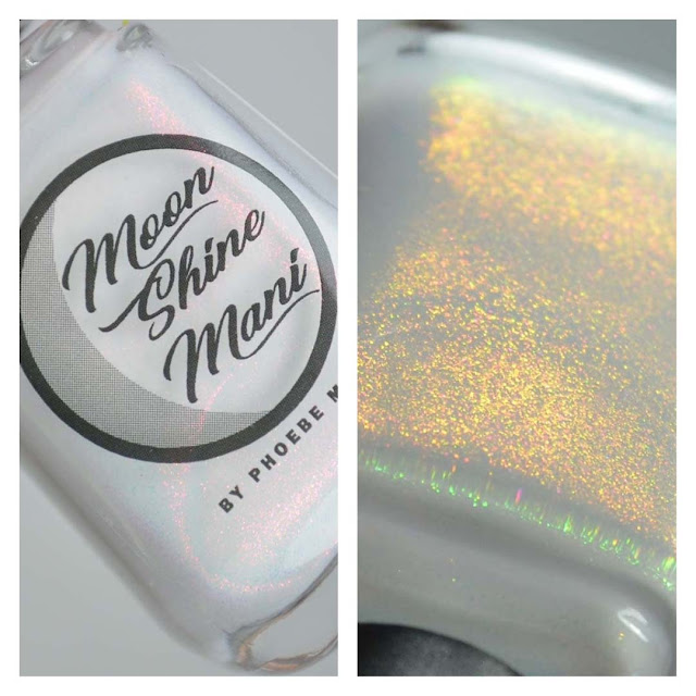 white nail polish with shimmer in a bottle