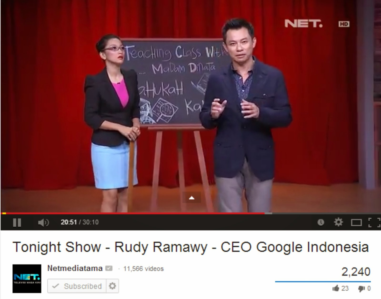 bersama Arie Untung dan Hesty Purwadinata mengundang Rudy Ramawy CEO Google Indonesia sebagai bintang tamu membicarakan hal hal seru seputar internet