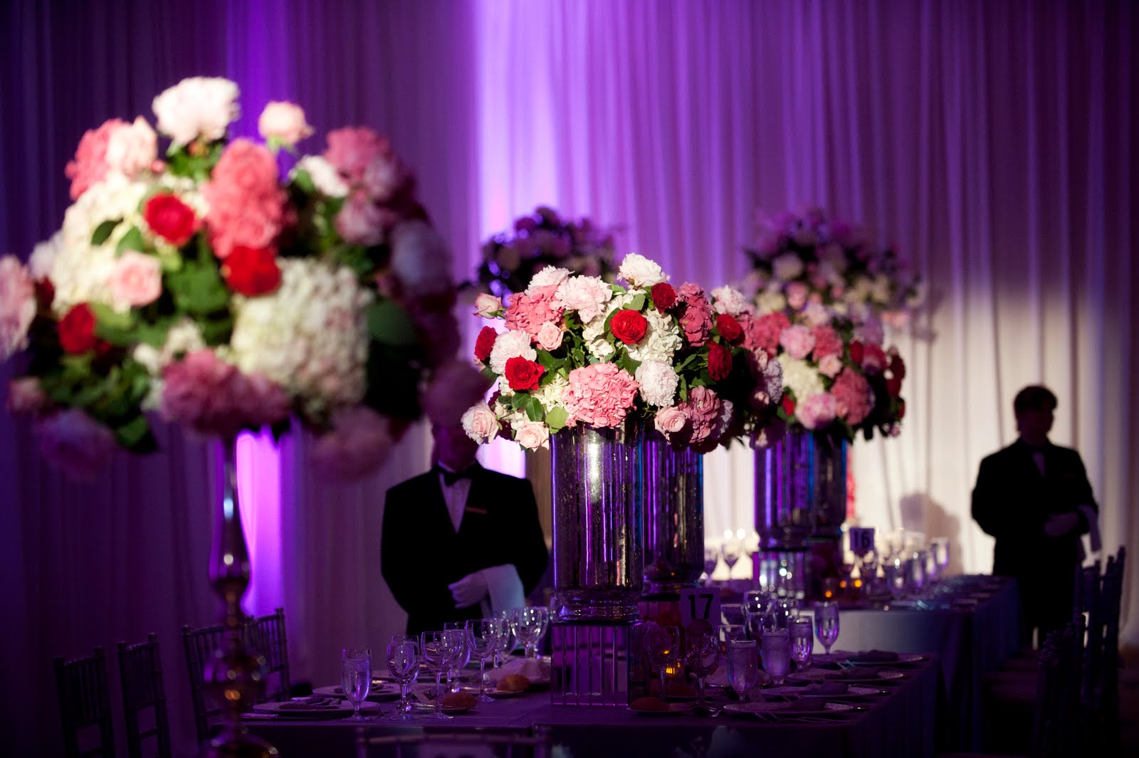pink purple red wedding decor