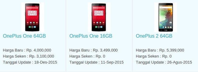 Daftar Harga Hp Terbaru OnePlus Mei 2016