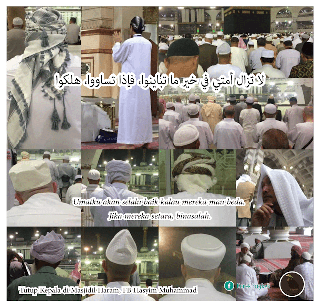 Variasi tutup kepala di Masjidil Haram