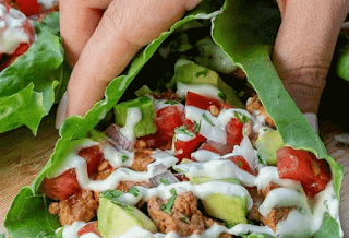 Keto Chipotle Chicken Lettuce Wraps + Cilantro Lime Sauce