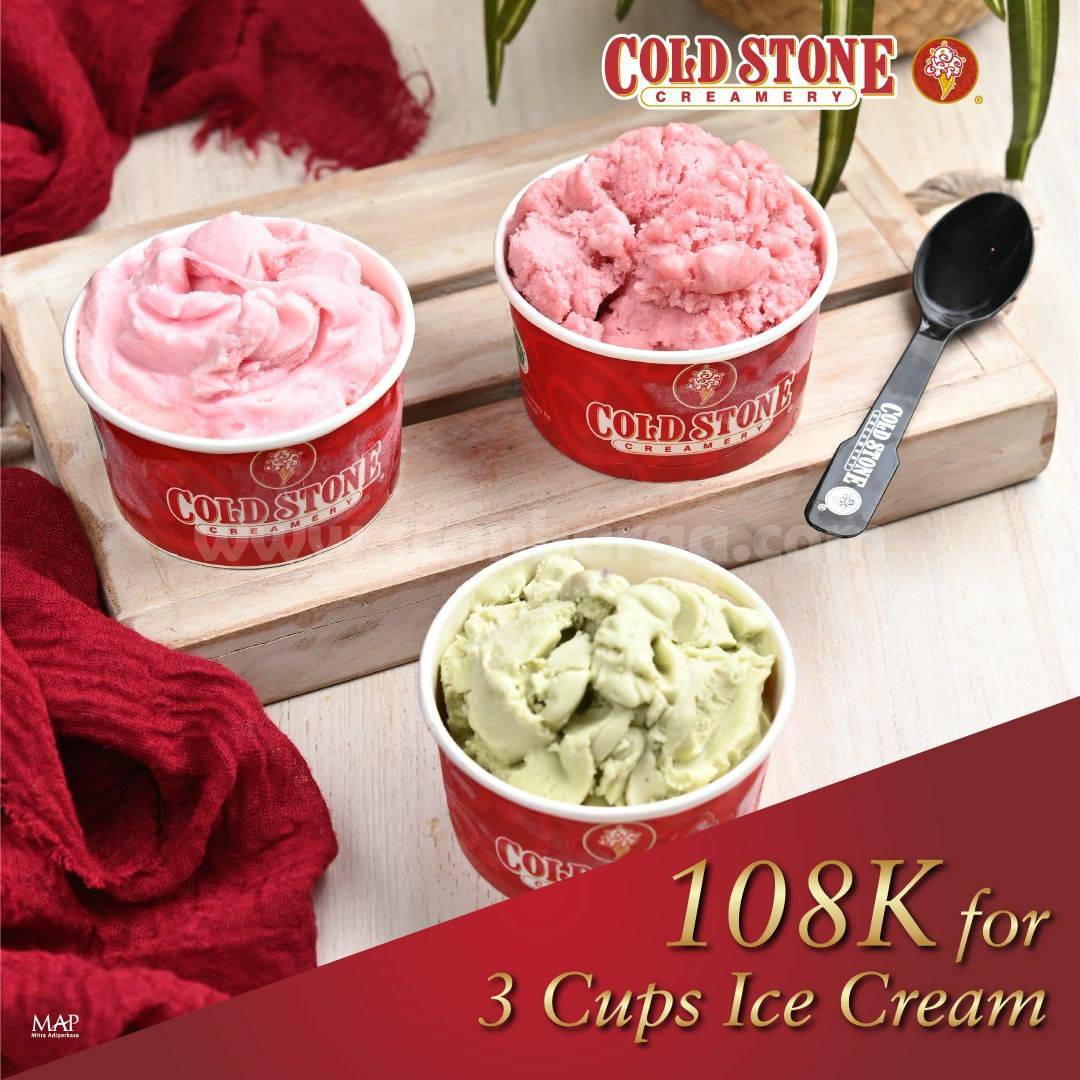 COLD STONE Promo ONLINE DELIVERY – 3 Cup Ice Cream cuma 108RB