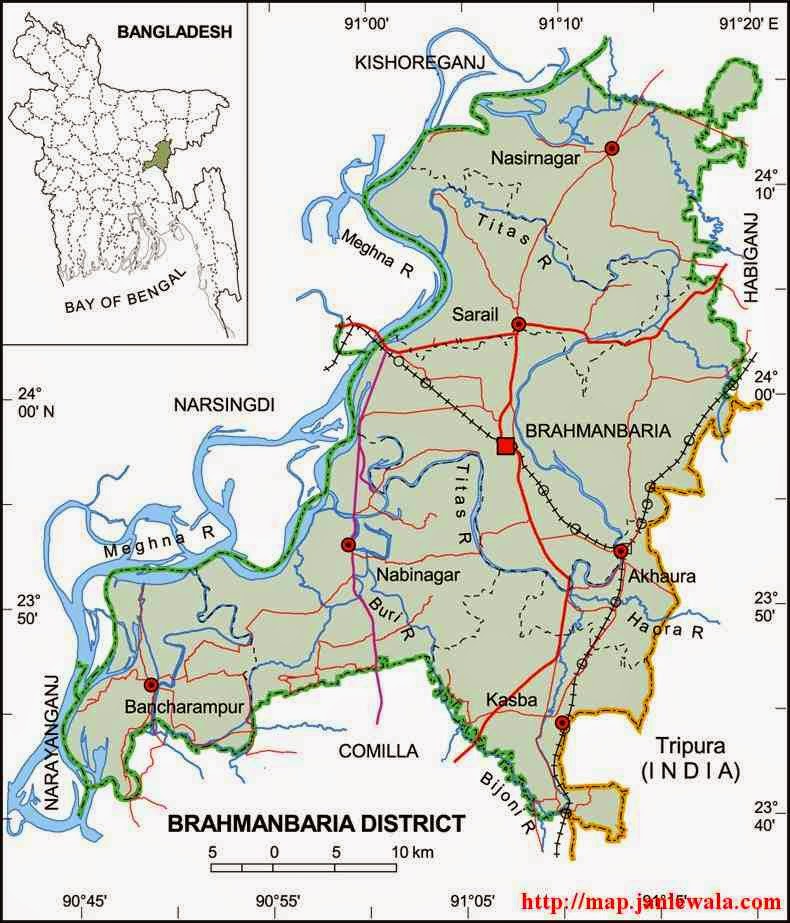 brahmanbaria zila map of bangladesh