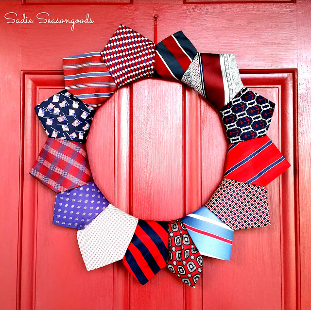 Patriotic Necktie Wreath 4th of July