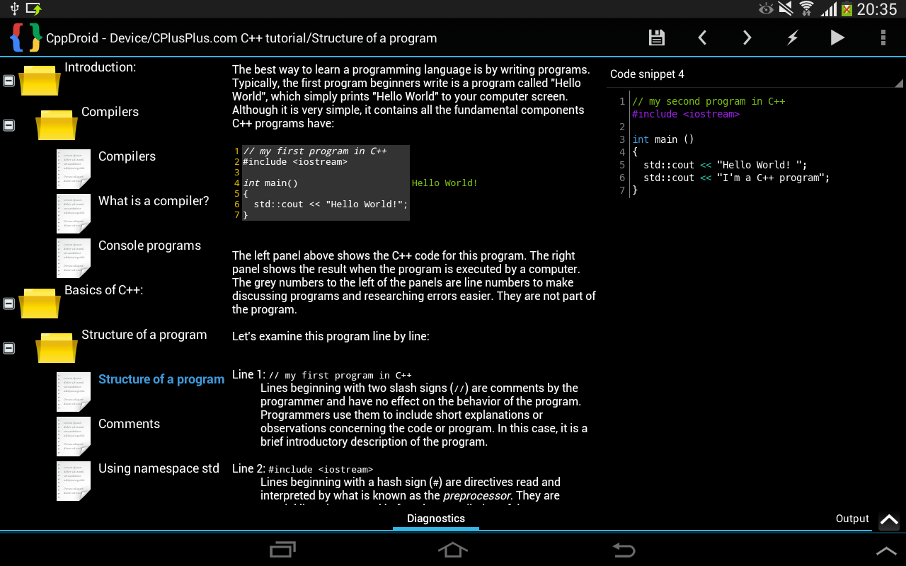 CppDroid – C/C++ IDE for Android Platform