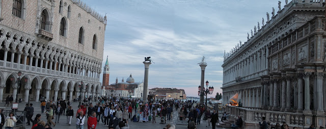 View of the Piazetta between the Doge's Palace and Sansovino's Libreria looking towards the Lagoon.