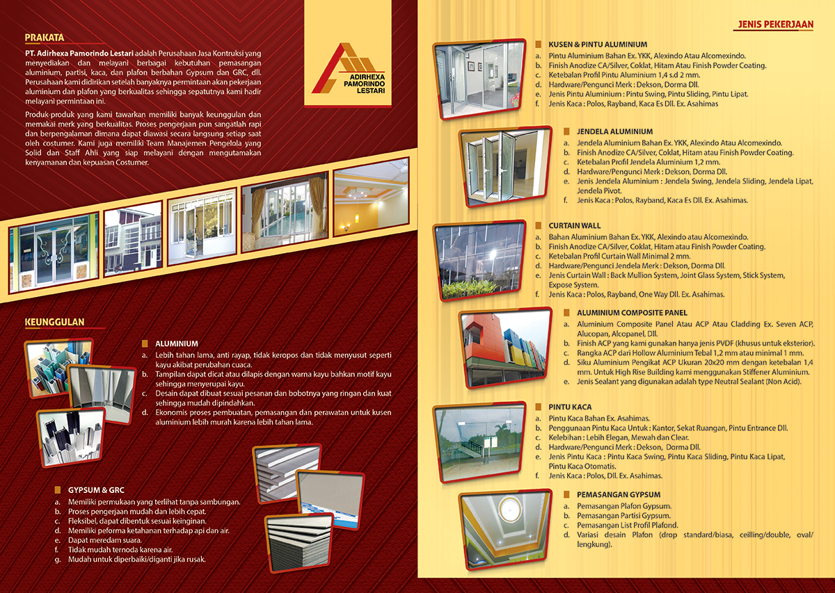 Contoh Desain Company Profile Aluminium, Kaca dan Gypsum ...