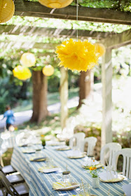 blue and yellow Summer party decor