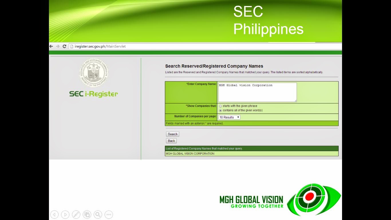 MGH Global SEO Ninth Slide image of SEC Registration in the Philippines