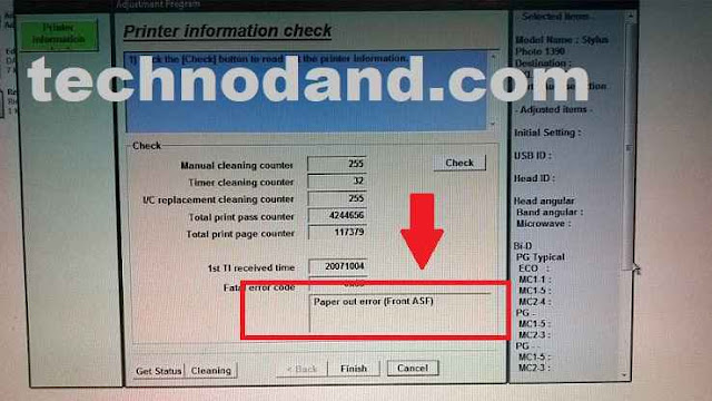 Mengatasi EPSON 1390 Blinking GENERAL ERROR