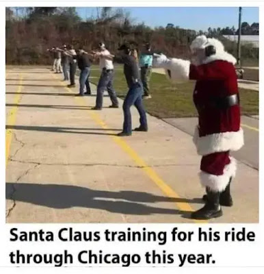 Santa Clause training for his ride through Chicago this year.