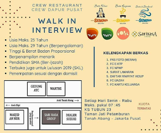 Lowongan kerja sate khas senayan sebagai crew restaurant