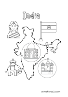 India map symbols coloring printable pages