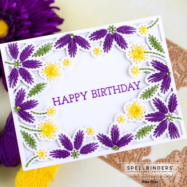 Stitched Card Front, Border & Flower Inspiration Projects | Spellbinders DOML - MAY21