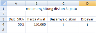 rumus diskon, diskon excel