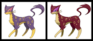 A normal Liepard(Left) and a shiny Liepard(Right). 