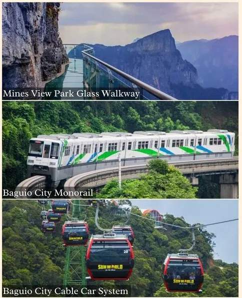 Baguio Mines View Park glass walk, cable car and elevated monorail