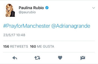 Paulina Rubio se equivoca y confunde el nombre de Ariana Grande tras atentado en Manchester
