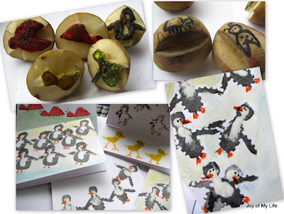 kids art potato stamps