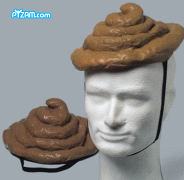 funny hat. a poop hat to the