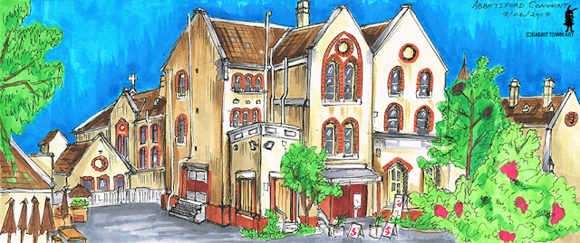 Urban Sketch of the Abbotsford Convent, colored with copics and done by Marta Tesoro aka Rabbit Town Art