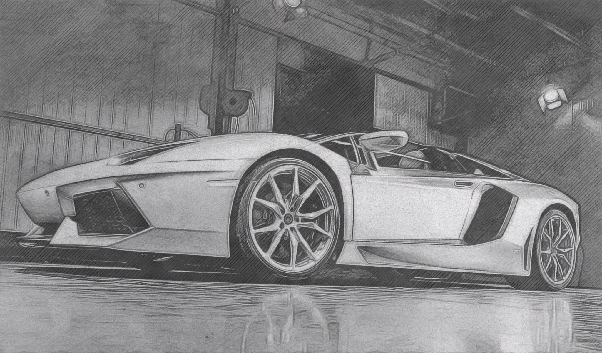 car Lamborghini Aventador LP700-4 drawing
