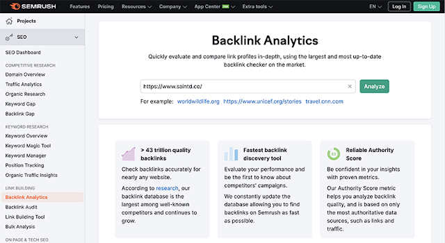 Semrush Backlink Checker