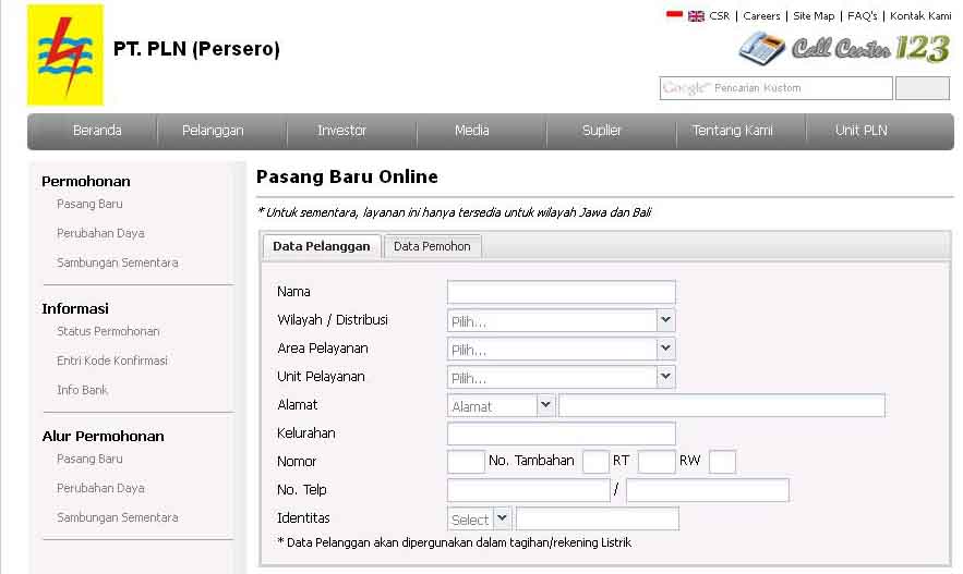 Encun Center: Pasang Baru PLN on line