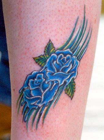 blue flower tattoos