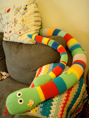 crochet snake baby funny toy stuffed