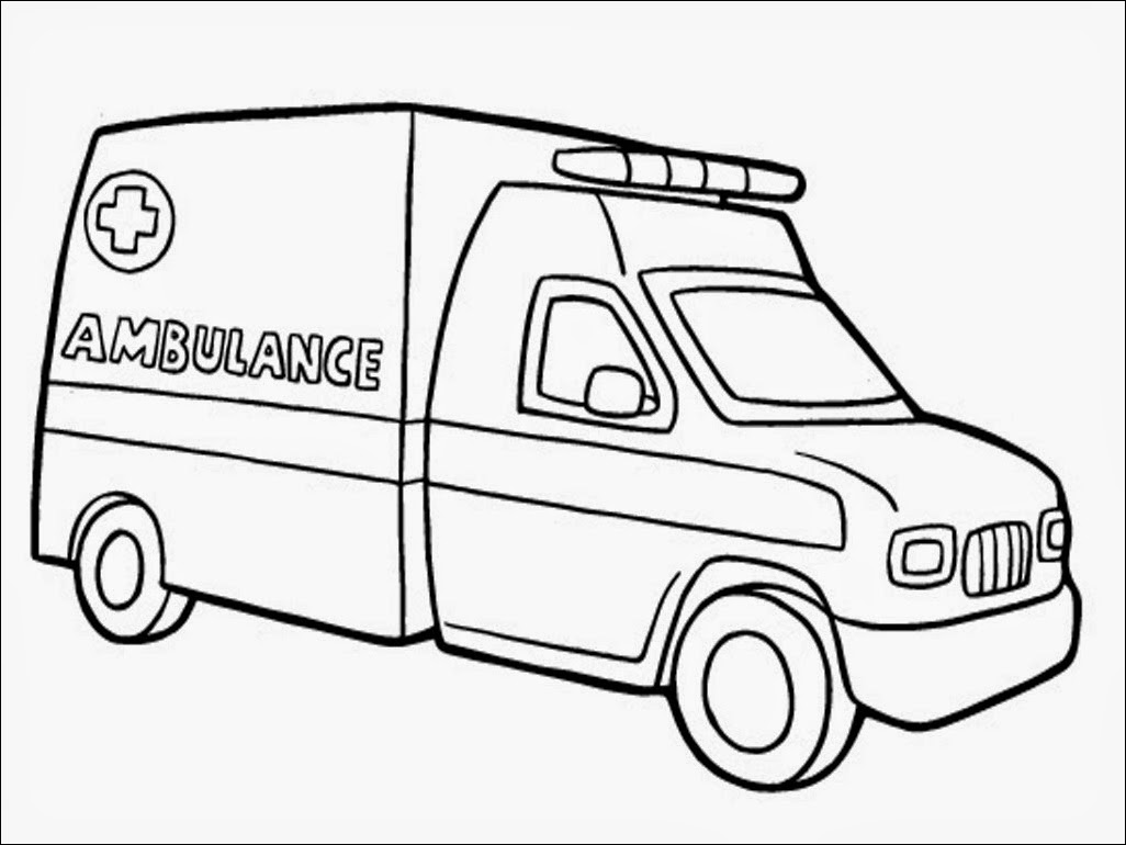 Realistic Ambulance Coloring Pages