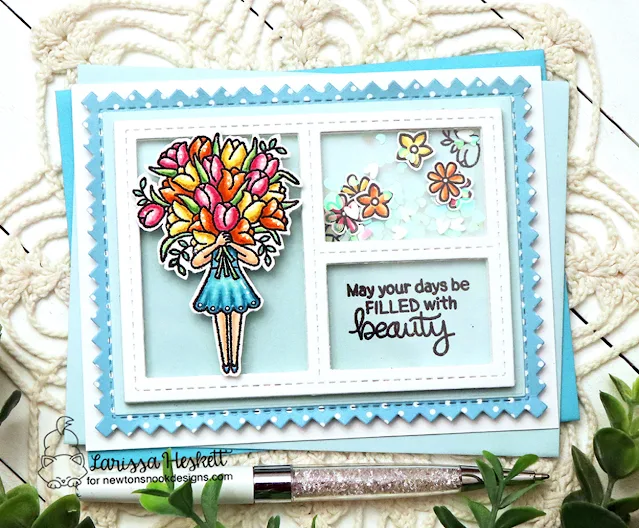 Filled with Beauty Card by Larissa Heskett for Newton's Nook Designs using Frames and Tags Die Set, Loads of Blooms Stamp Set and coordinating Die Set and the Pastel Basics Paper Pad