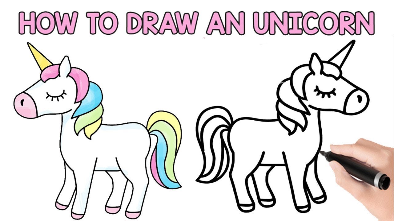 How to Draw Unicorn - Drawing a Cute Unicorn - Learn Colors with